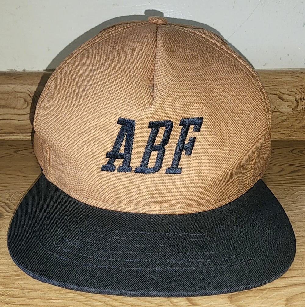 ABF Snapback Hat Men's Adjustable Tan Black Flat Brim Cap